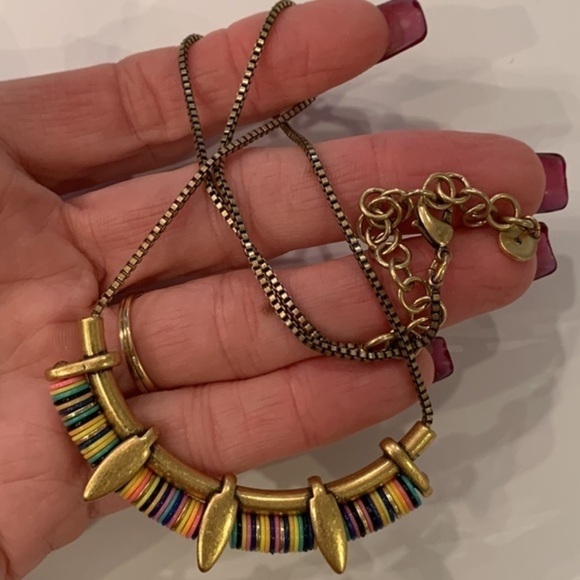 Stella dot colorful enamel tribal small statement box chain necklace - Picture 4 of 10